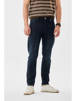 Snitch - Mens Dark Blue Washed Slim Casual Jeans