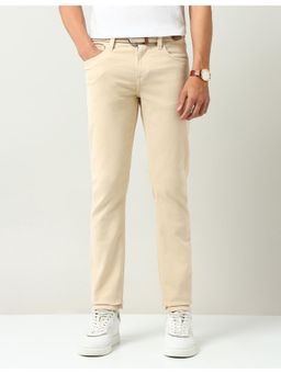 AD By Arvind - Cream Mid Rise Comfort Slim Fit Jeans