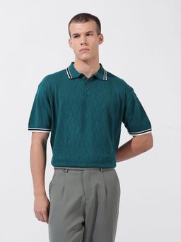The Indian Garage Co - Collar Neck Polo T-shirt - Teal