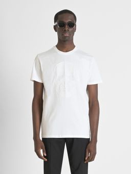 Antony Morato - Mens White Short Sleeve Embossed Skull Pattern T-shirt White