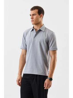Snitch - Light Grey Solid Half Sleeves Regular Casual Polo T-shirt for Men