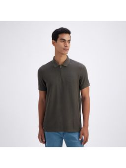 Pepe Jeans - Men Dark Olive Short Sleeve Zipper Polo T-shirt