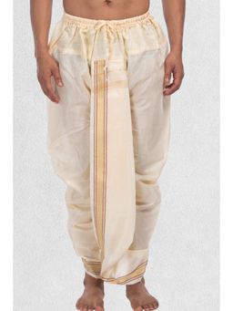SHIWAM ETHNIX - Men Cream Solid Cotton-Silk Dhoti