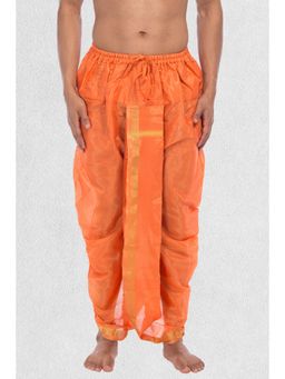 SHIWAM ETHNIX - Men Orange Solid Cotton-Silk Dhoti