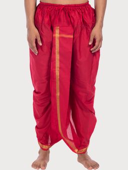 SHIWAM ETHNIX - Men Red Solid Cotton-Silk Dhoti