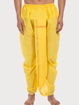 SHIWAM ETHNIX - Men Yellow Solid Cotton-Silk Dhoti