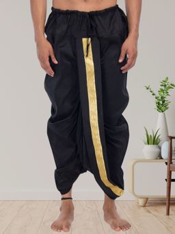 SHIWAM ETHNIX - Men Black Pitambari Silk Stitched Dhoti