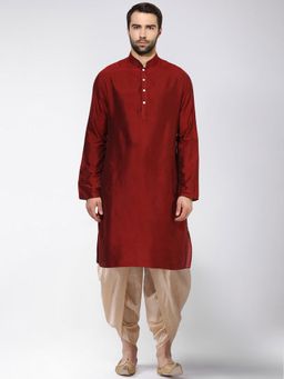 KISAH - Men Maroon Kurta (Set of 2)