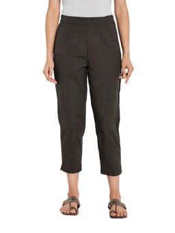 Fabindia - Grey Cotton Firdaus Slim Fit Cropped Pant
