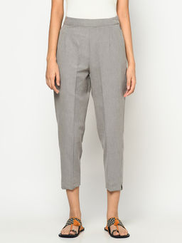Fabindia - Grey Cotton Firdaus Slim Fit Pant