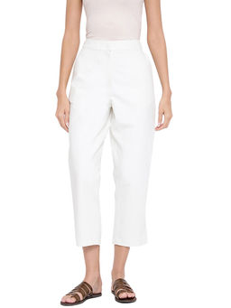 Fabindia - White Cotton Twill Front Casual Pant