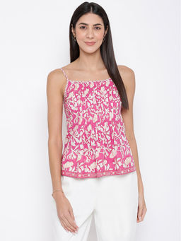 Fabindia - Fuchsia Pink Cotton Printed Top