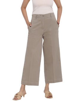 Fabindia - Grey Cotton Blend Wide Hem Casual Pant