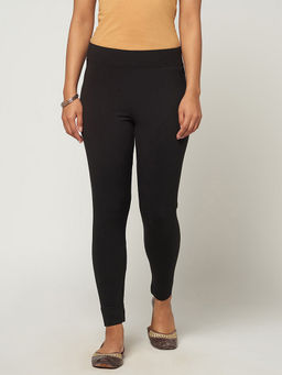 Fabindia - Black Cotton Spandex Regular Leggings