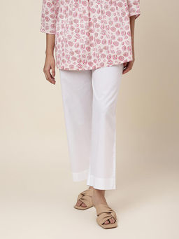 Fabindia - White Cotton Ankle Length Casual Pant