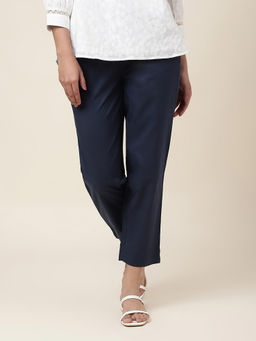 Fabindia - Blue Cotton Ankle Length Casual Pant