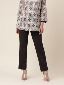 Fabindia - Dark Brown Cotton Blend Solid Slim Fit Pant