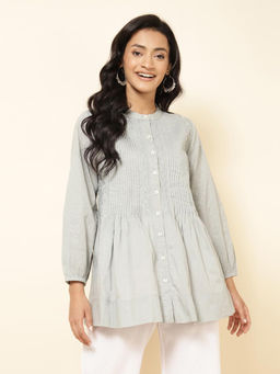 Fabindia - Grey Cotton Chikankari Tunic