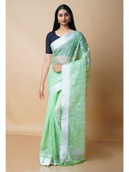 Unnati Silks - Green Pure Kota Sequence Embroidery Cotton Saree with Unstitched Blouse