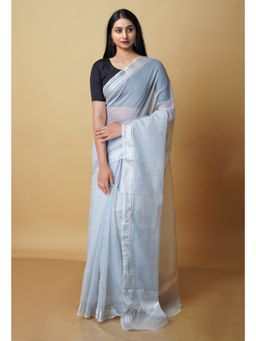 Unnati Silks - Pale Grey Pure Kota Cotton Saree with Unstitched Blouse