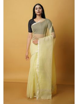 Unnati Silks - Khaki Green Pure Kota Cotton Saree with Unstitched Blouse