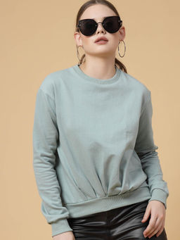 RIGO - Women Jade Blue Printed Sweatshirt