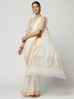 Fabindia - Cotton Woven Broad Border Sari