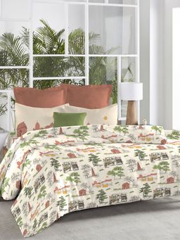 MYTRIDENT - Atulaya Bharat 1 Bedsheet with 2 Pillow Covers Cotton 144 TC-Dilwalo Ki Dilli (King)