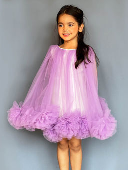 Pink Cow - Lavender Pompom Flared Knee Length Dress