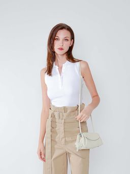 PAZZION - Women's Cross Body Sling Bag- White