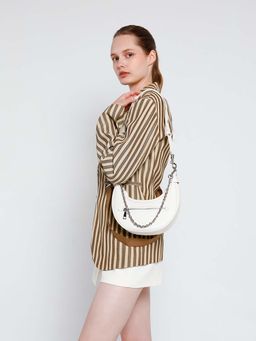 PAZZION - Women's Chang Crescent Shoulder Bag- White