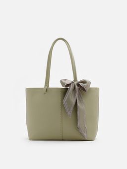 PAZZION - Women's Tote Bag with Scarf- Green