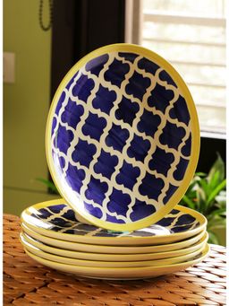 ExclusiveLane - 'Moroccan Plate Family' Handpainted Plates In Ceramic (Set Of 6)