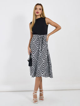 Styli - Women Black Sleeveless A-Line Midi Dress with Belt (Set of 2)