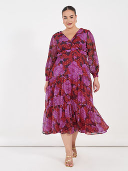 Styli - Women Plus Floral Tiered Maxi Dress