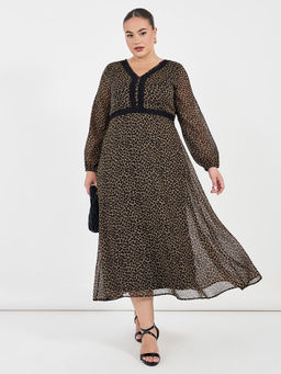 Styli - Women Plus Animal Printed Midi Dress
