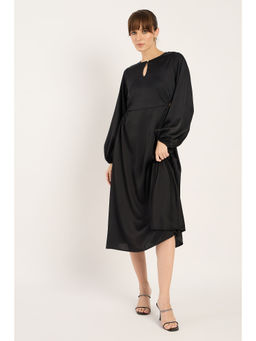 Femmella - Black Side Cutout Detail Midi Dress