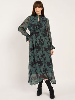 Femmella - Green Abstract Print Maxi Dress