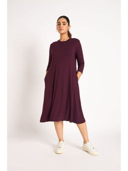 Femmella - Purple Knit T-Shirt Midi Dress