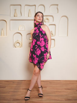 PURVAJA - Black Printed Asymmetric Dress