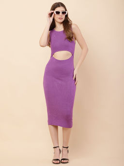 NOBARR - Women Viscose Purple Bodycon Dress