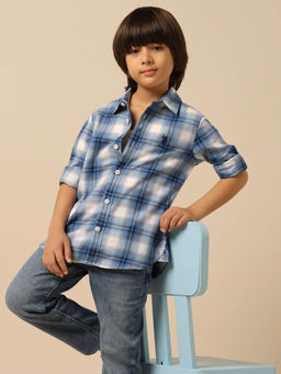 U.S. POLO ASSN. - Blue Boys Tartan Checked Twill Shirt