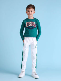 U.S. POLO ASSN. - Boys White Solid Regular Fit Joggers