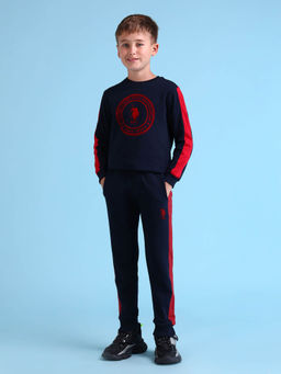 U.S. POLO ASSN. - Boys Navy Blue Colorblock Regular Fit Joggers