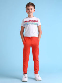 U.S. POLO ASSN. - Boys Orange Solid Regular Fit Joggers