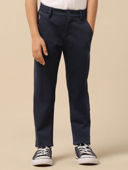 U.S. POLO ASSN. - Navy Blue Boys Solid Slim Fit Trousers