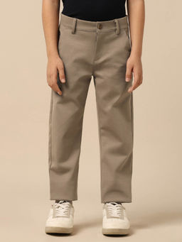 U.S. POLO ASSN. - Brown Boys Solid Slim Fit Trousers