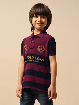 U.S. POLO ASSN. - Burgundy Boys Brand Embroidered Regular Fit Polo Shirt