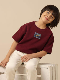 U.S. POLO ASSN. - Maroon Boys Textured Boxy Fit T-Shirt