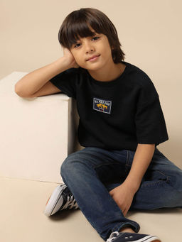 U.S. POLO ASSN. - Navy Blue Boys Textured Boxy Fit T-Shirt